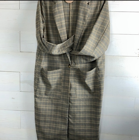 OFFERS??🌼5 * Rated 🌼Plaid Trench in Bark & Grey - Picture 4 of 6